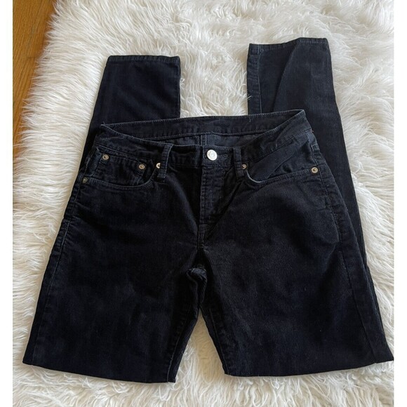 Helmet Lang Size 25 Black Skinny Straight Leg Corduroy Pants 28x26.5 - Picture 2 of 12